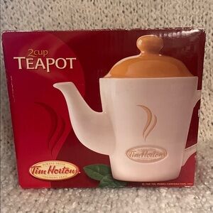 Tim Hortons 2 cup porcelain teapot, new in box.